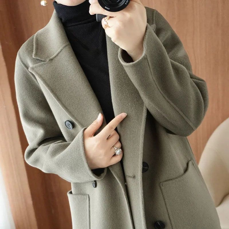 Elegante abrigo de tweed de alta gama para mujer