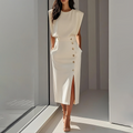 👑Elegante vestido midi con abertura para mujer