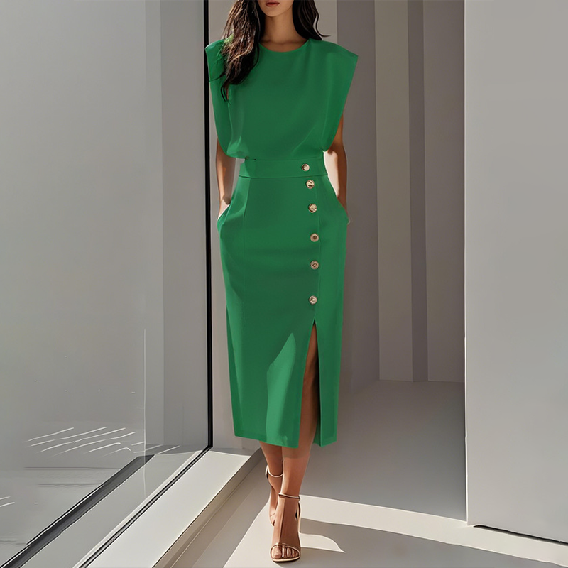 👑Elegante vestido midi con abertura para mujer