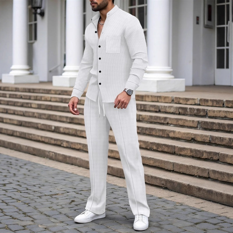 👕 ¡52 % DE DESCUENTO! 👖 Conjunto de dos piezas para hombre con tejido de gofre: cómodo de llevar, transpirable y versátil. 🍂