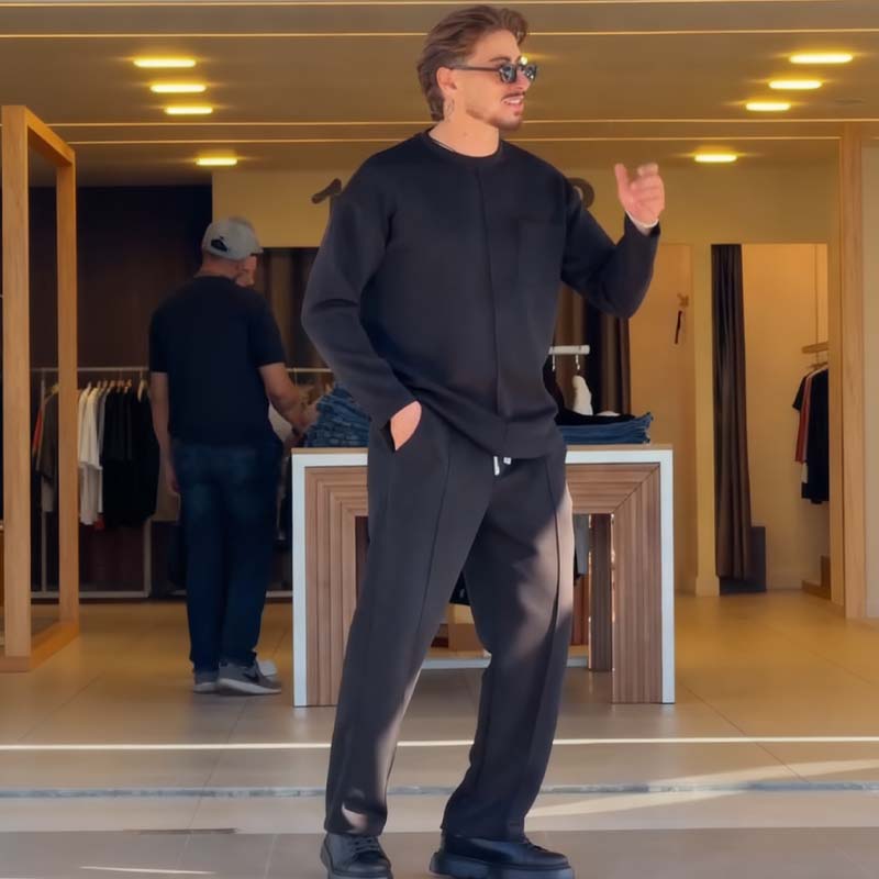 Conjunto informal de dos piezas elástico para hombre para otoño