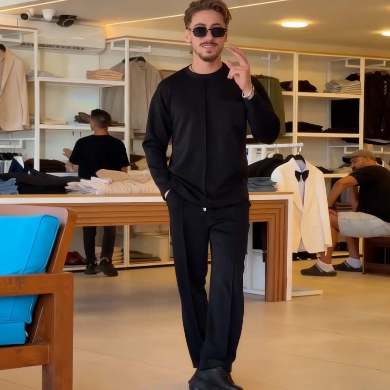 Conjunto informal de dos piezas elástico para hombre para otoño