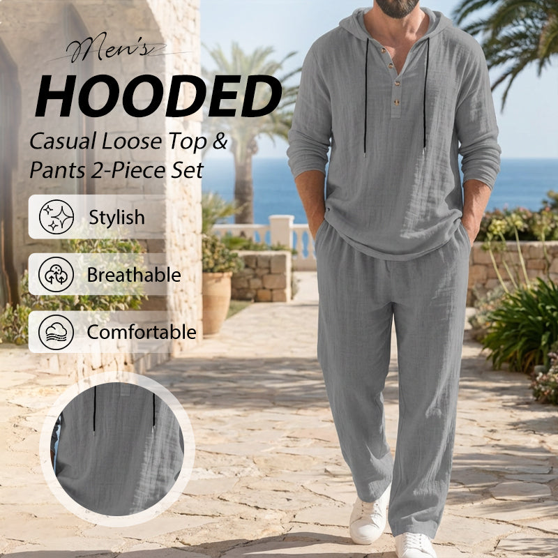 🔈🔈OFERTA POR TIEMPO LIMITADO - 50 % DE DESCUENTO🔥Conjunto de 2 piezas para hombre: sudadera con capucha holgada y pantalones.