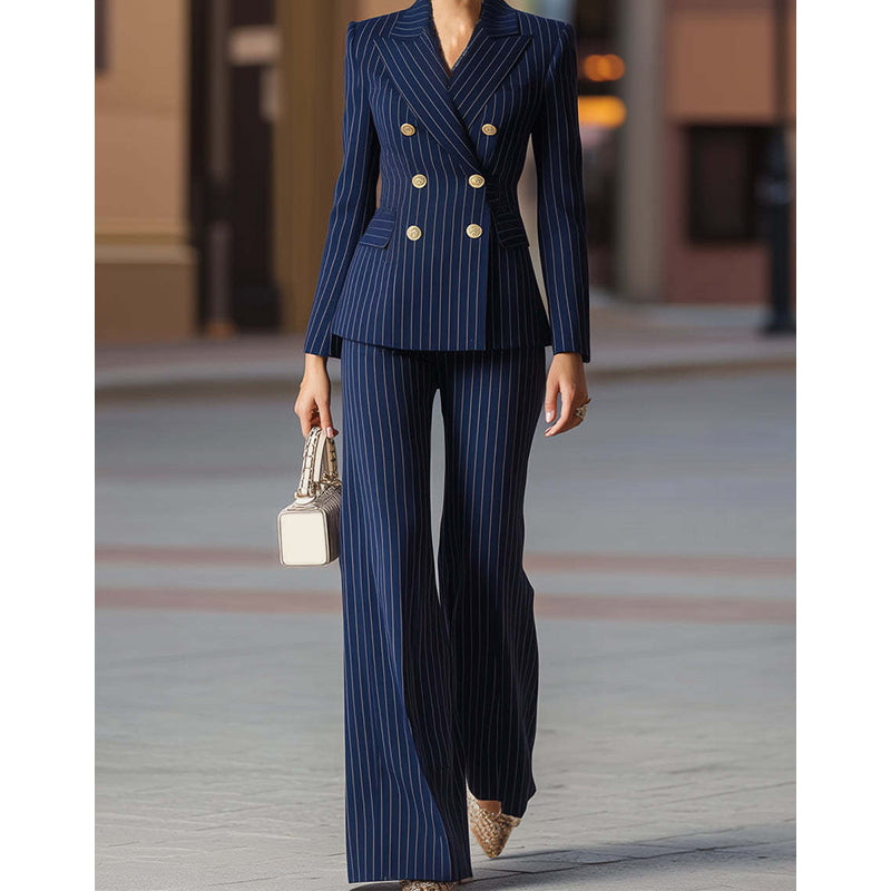 💼 Traje de chaqueta moderno y elegante | Traje de mujer a rayas princesa ✨【Rebajas -60 %】