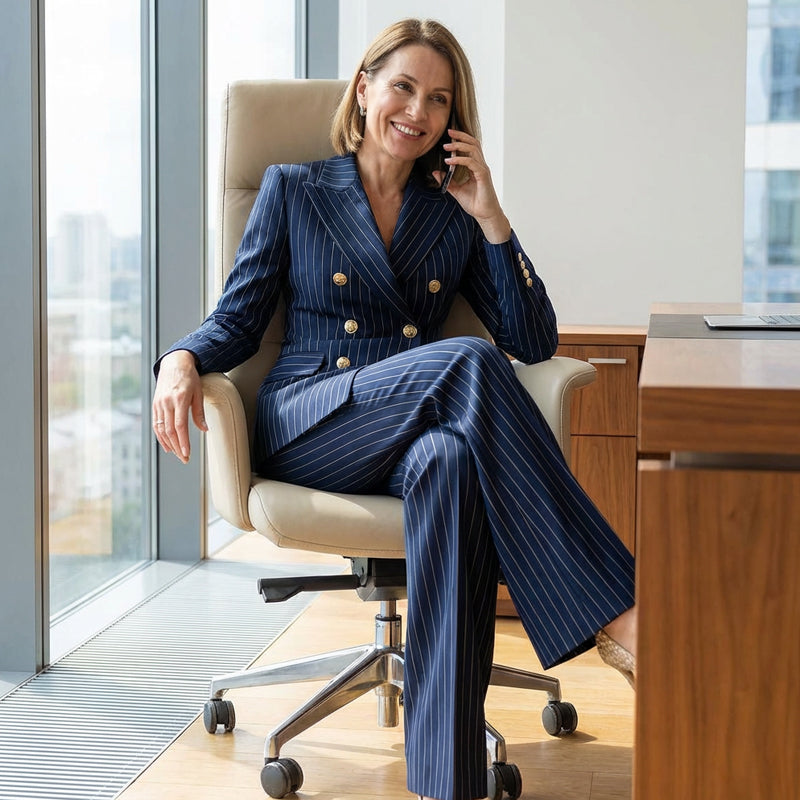 💼 Traje de chaqueta moderno y elegante | Traje de mujer a rayas princesa ✨【Rebajas -60 %】