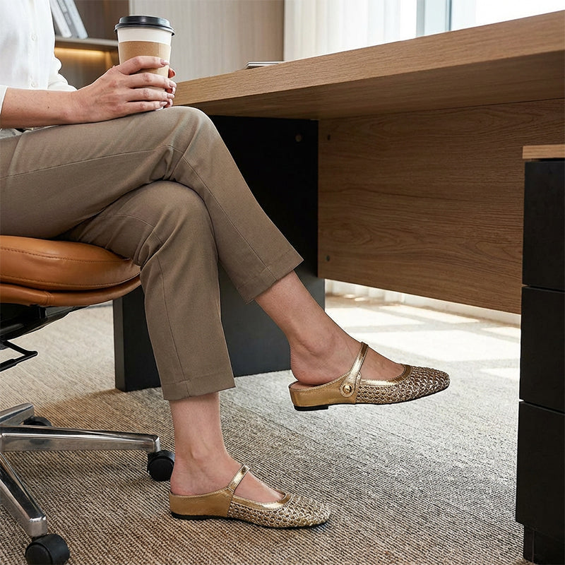 ✨👡 ¡NOVEDAD 2026! Mules de mujer en tejido trenzado con punta cuadrada y cierre Mary Jane 🌸💖🎀