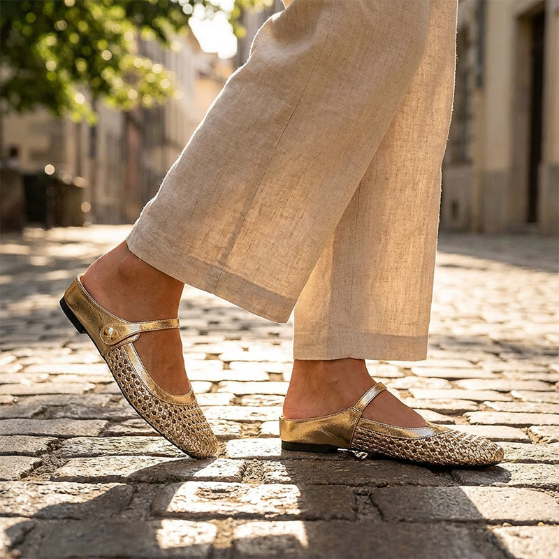 ✨👡 ¡NOVEDAD 2026! Mules de mujer en tejido trenzado con punta cuadrada y cierre Mary Jane 🌸💖🎀